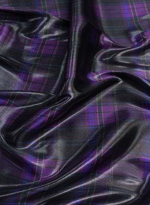 Шелк атлас (н) черно-сине-сиреневая стилизованная клетка - в интернет-магазине тканей Тессутидея арт. 10-2597