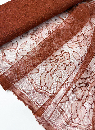 Кружевное полотно шантильи (о) терракотовое - в интернет-магазине тканей Тессутидея арт. 03-7530