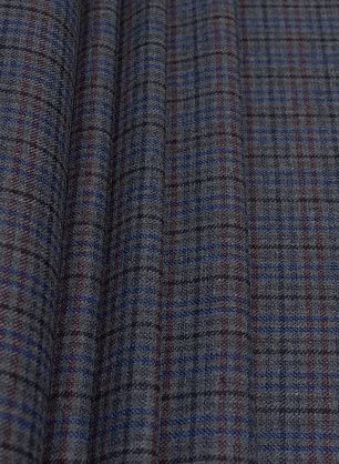Костюмная (н) черно-красно-голубая клетка на сером - в интернет-магазине тканей Тессутидея арт. 05-4222