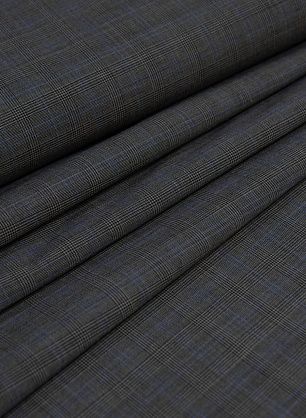 Костюмная (н) серо-черно-голубая стилизованная клетка - в интернет-магазине тканей Тессутидея арт. 05-3725