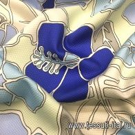 Плательная пике стрейч (н) крупный серо-сине-голубой орнамент  - итальянские ткани Тессутидея арт. 01-4665