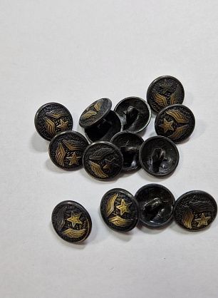 Пуговица металл никель на ножке d-15мм черная со звездой - итальянские ткани Тессутидея.