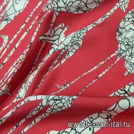 Шелк атлас стрейч (н) жирафы на розовом - итальянские ткани Тессутидея арт. 10-3044