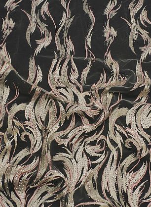 Кружевное полотно с люрексом расшитое стразами (н) бежево-розовое - в интернет-магазине тканей Тессутидея арт. 03-6943