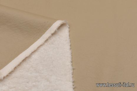 Мех искусственный "дубленка" (о) белый/бежевый - итальянские ткани Тессутидея арт. 06-0136