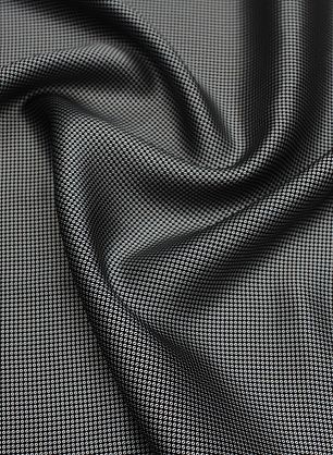 Шелк атлас (н) мелкий белый стилизованный горох на черном - в интернет-магазине тканей Тессутидея арт. 10-3589