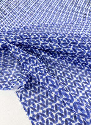 Маркизет 45 г/м (н) синий рисунок на белом - в интернет-магазине тканей Тессутидея арт. 10-4784