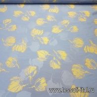 Тафта (н) бежевый цветочный орнамент на голубом - итальянские ткани Тессутидея арт. 03-4467