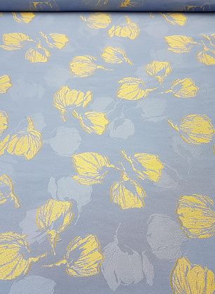 Тафта (н) бежевый цветочный орнамент на голубом - в интернет-магазине тканей Тессутидея арт. 03-4467