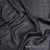 Подкладочная вискоза жаккардовая (о) черная стилизованная клетка - итальянские ткани Тессутидея арт. 08-1205