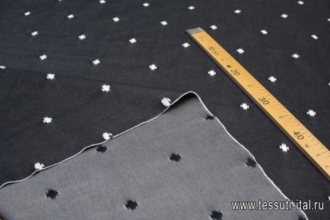 Джинса (н) черная с потертостями - итальянские ткани Тессутидея арт. 01-5360