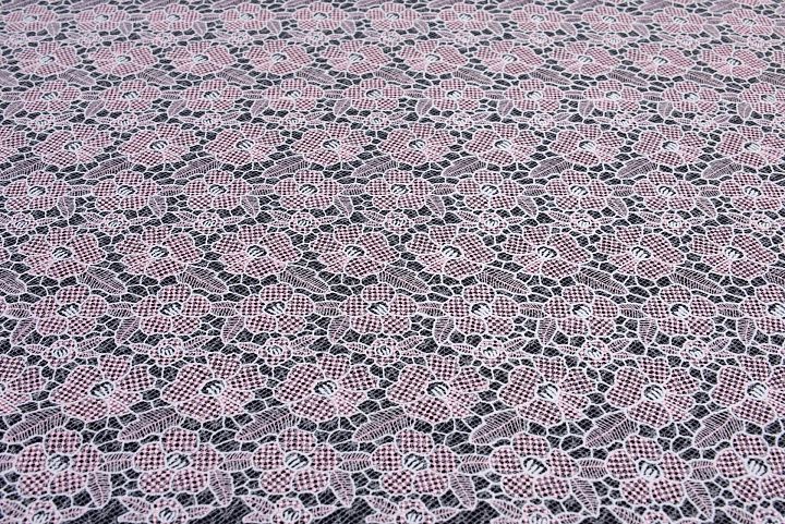 Кружевное полотно (н) бело-розовое в стиле Giambattista Valli - итальянские ткани Тессутидея арт. 03-6649
