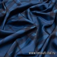 Шелк (н) синяя клетка в стиле Burberry  - итальянские ткани Тессутидея арт. 10-0807