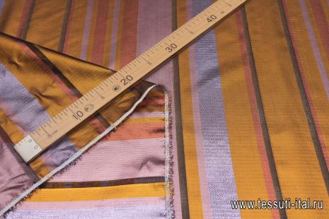 Плательная с люрексом (н) желто-оранжево-сиреневые полосы - итальянские ткани Тессутидея арт. 03-6809