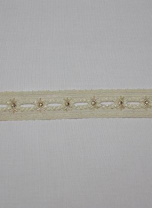 Кружево с паетками и стеклярусом (о) бежевое ш-3,5см - в интернет-магазине тканей Тессутидея арт. 03-3442