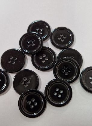 Пуговица ракушка 4 прокола d-25мм черная - итальянские ткани Тессутидея F-5850
