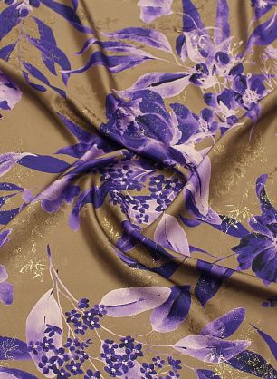 Шелк жаккард с люрексом (н) крупный сиреневый рисунок на коричневом - в интернет-магазине тканей Тессутидея арт. 10-3905