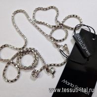 Пояс металл серебро из цепочки со стразом - итальянские ткани Тессутидея арт. F-5990
