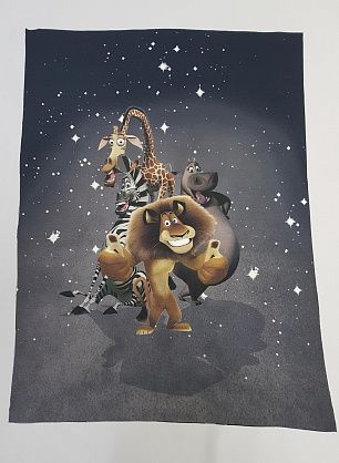 Трикотаж вискоза купон (0,55м) (н) герои из мультика на сером ш- 75см - в интернет-магазине тканей Тессутидея арт. 14-1369