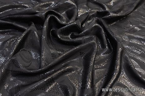 Шелк жаккард с люрексом (о) черный - итальянские ткани Тессутидея арт. 10-0842