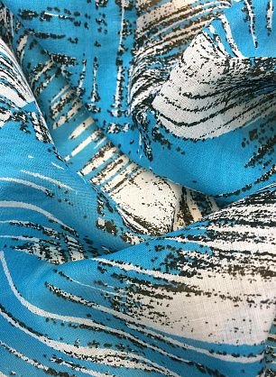 Батист (н) черно-белый орнамент на голубом - в интернет-магазине тканей Тессутидея арт. 01-4028