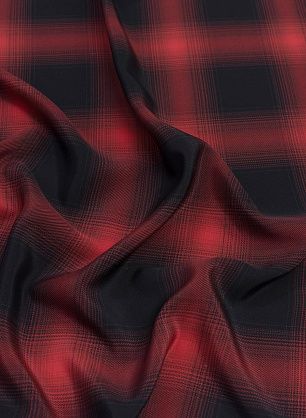 Крепдешин (н) красно-черная стилизованная клетка - в интернет-магазине тканей Тессутидея арт. 10-2450