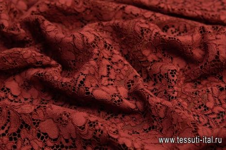 Кружевное полотно (о) красно-коричневое - итальянские ткани Тессутидея арт. 03-6261