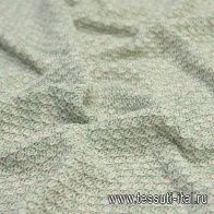 Трикотаж хлопок вязанный меланжевый (н) бело-бежево-зеленый с люрексом - итальянские ткани Тессутидея арт. 12-0984