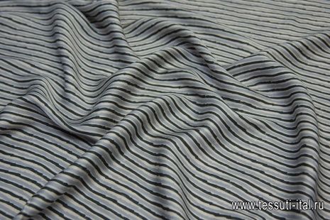Плательная вискоза (н) серо-черная полоска  - итальянские ткани Тессутидея арт. 04-1347
