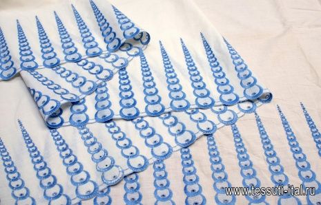Шитье (н) голубая вышивка на айвори ш-80см - итальянские ткани Тессутидея арт. 01-5400