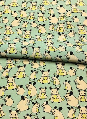 Шелк атлас (н) мыши на светло-зеленом - в интернет-магазине тканей Тессутидея арт. 02-7711