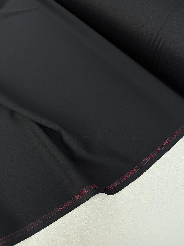 Костюмная шерсть дабл фейс стрейч (о) черная - итальянские ткани Тессутидея арт. 05-5155