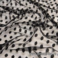 Плательная сетка (о) черный горох на черном - итальянские ткани Тессутидея арт. 03-6418