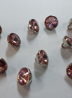 Пуговица пластик на ножке d-10мм с розовым стразом Swarovski - в интернет-магазине тканей Тессутидея арт. F-4133