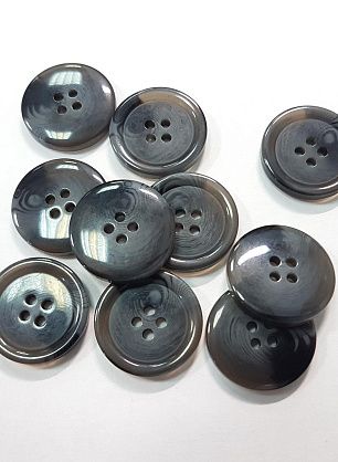 Пуговица пластик 4 прокола d-23мм серая полупрозрачная меланжевая - итальянские ткани Тессутидея F-5397