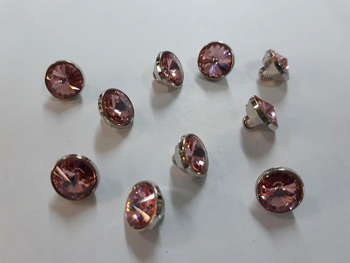 Пуговица пластик на ножке d-10мм с розовым стразом Swarovski - итальянские ткани Тессутидея арт. F-4133