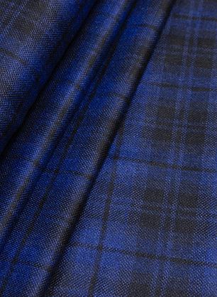 Костюмная клетка (н) черно-синяя Kiton - в интернет-магазине тканей Тессутидея арт. 05-3203