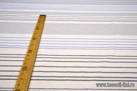 Сорочечная полоска (н) серо-бело-голубая - итальянские ткани Тессутидея арт. 01-4744