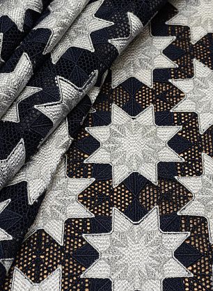 Кружевное полотно (н) серые звезды на темно-синем - в интернет-магазине тканей Тессутидея арт. 03-5957