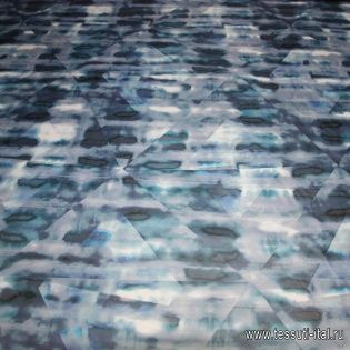 Плащевая (н) сине-бело-сиреневый орнамент ш-150см - итальянские ткани Тессутидея арт. 11-0315