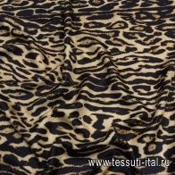 Шелк твил (н) черно-бежевый хищный принт - итальянские ткани Тессутидея арт. 10-2570