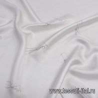 Шелк твил (н) черная абстракция на белом - итальянские ткани Тессутидея арт. 10-2276