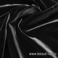 Бархат вискоза продублированный (о) черный - итальянские ткани Тессутидея арт. 04-1635