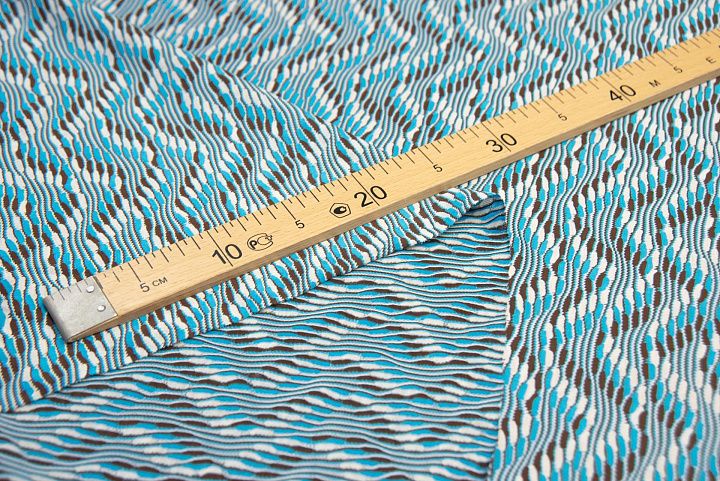 Трикотаж хлопок (н) бело-коричнево-голубой в стиле Missoni - итальянские ткани Тессутидея арт. 12-0965