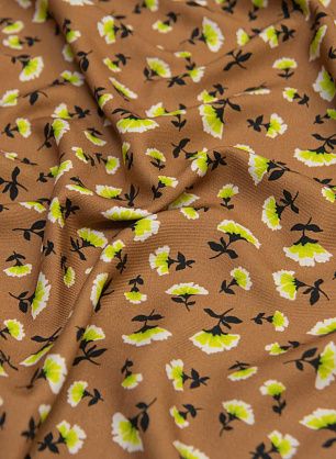 Плательная штапель (н) цветочный орнамент на коричневом - в интернет-магазине тканей Тессутидея арт. 04-1346