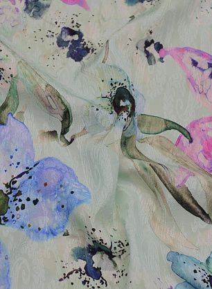 Шелк жаккард (н) яркий цветочный рисунок на мятном - в интернет-магазине тканей Тессутидея арт. 10-3221