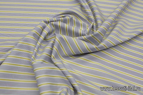 Сорочечная полоска (н) сине-бело-желтая - итальянские ткани Тессутидея арт. 01-7300