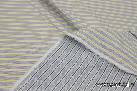 Сорочечная полоска (н) сине-бело-желтая - итальянские ткани Тессутидея арт. 01-7300