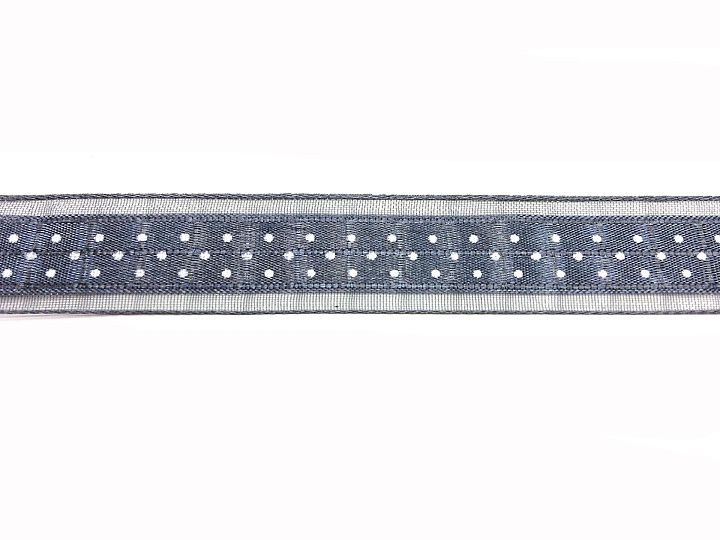 Тесьма капроновая (н) белый горох на синем, зеленом ш-1,5см - итальянские ткани Тессутидея арт. F-3329