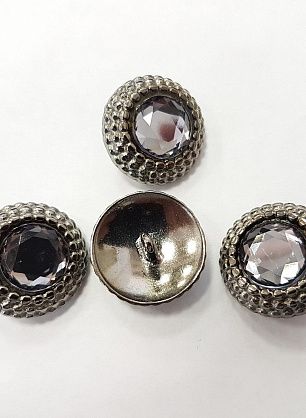 Пуговица металл никель на ножке d-22мм со стразом - в интернет-магазине тканей Тессутидея арт. F-2782